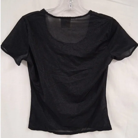 🛑 1 hour sale. Dolce & Gabbana, size 44/Large, Black Short Sleeve Sheer Top - Picture 4 of 13